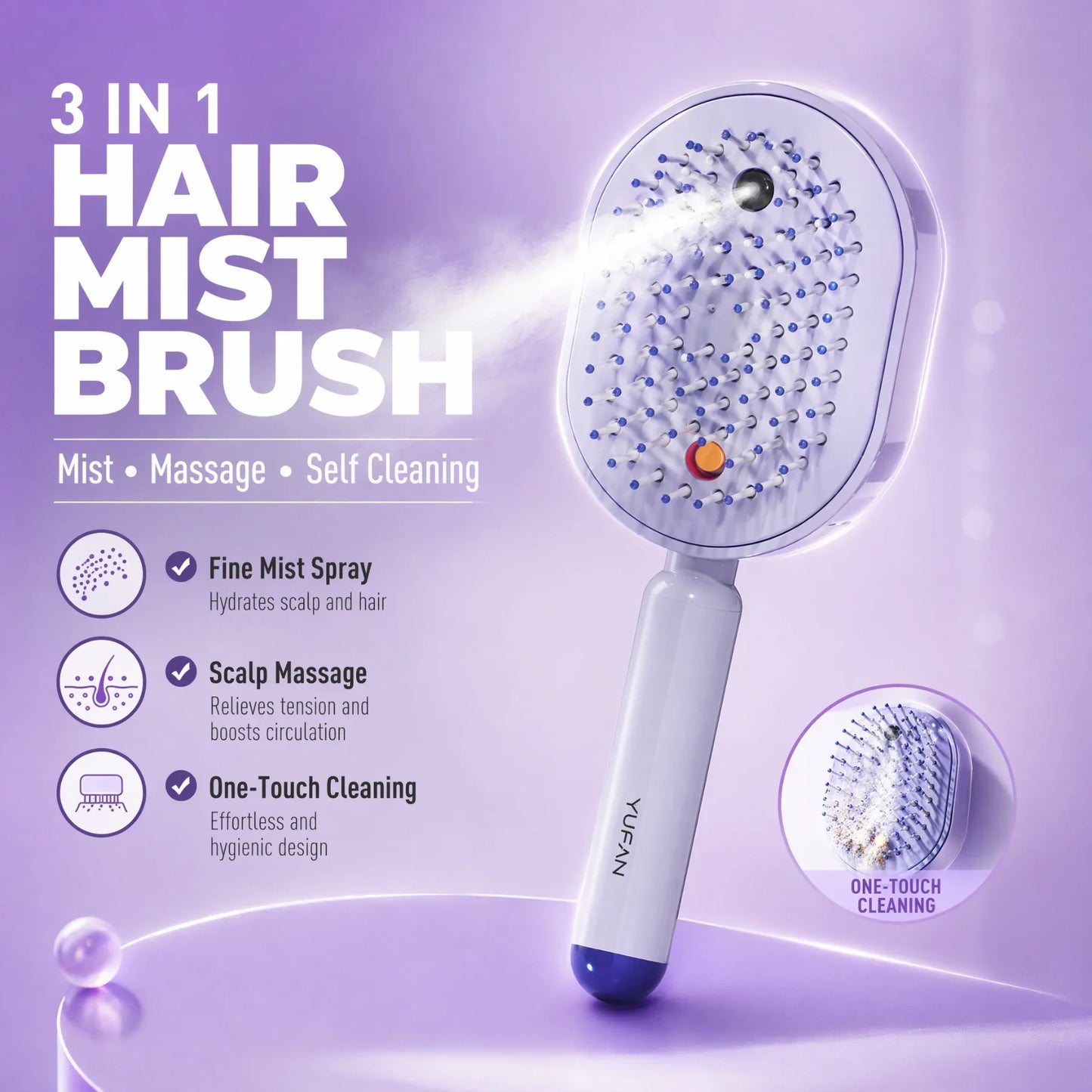 Electric Mist Hair Comb – Detangling, Massage & Anti-Frizz